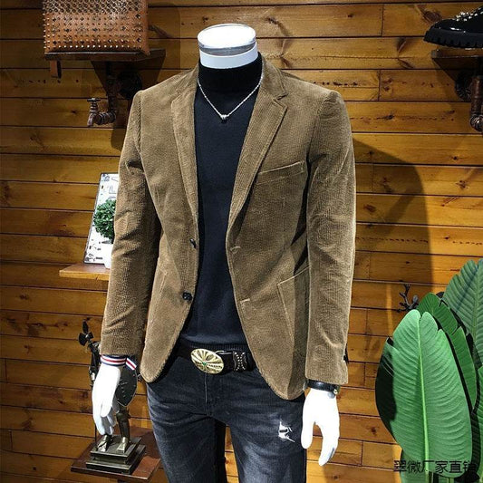 Corduroy Suit Men's Business Slim Fit Casual Small Suit - Velora