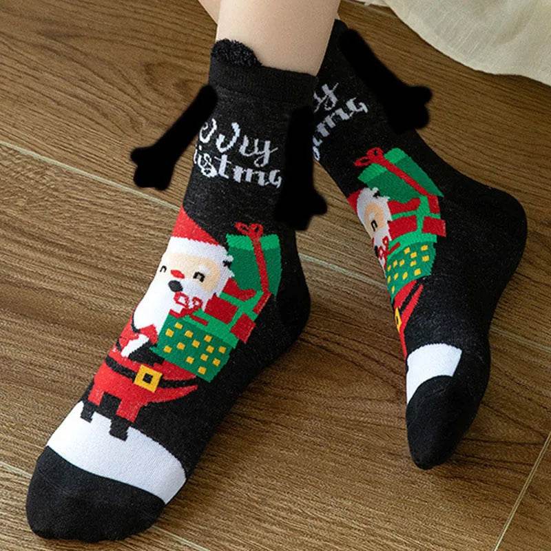Christmas Stockings Autumn Winter Cotton Magnet Lodestone Hand Tube Socks - Velora