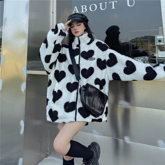 Love Lamb Fleece-lined Warm Reversible Cotton-padded Coat - Velora