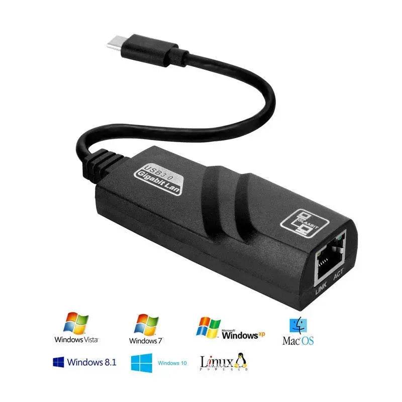 NIC Adapter Cable Type-C To RJ45 Gigabit Network Card To USB 3.1 Port - Velora
