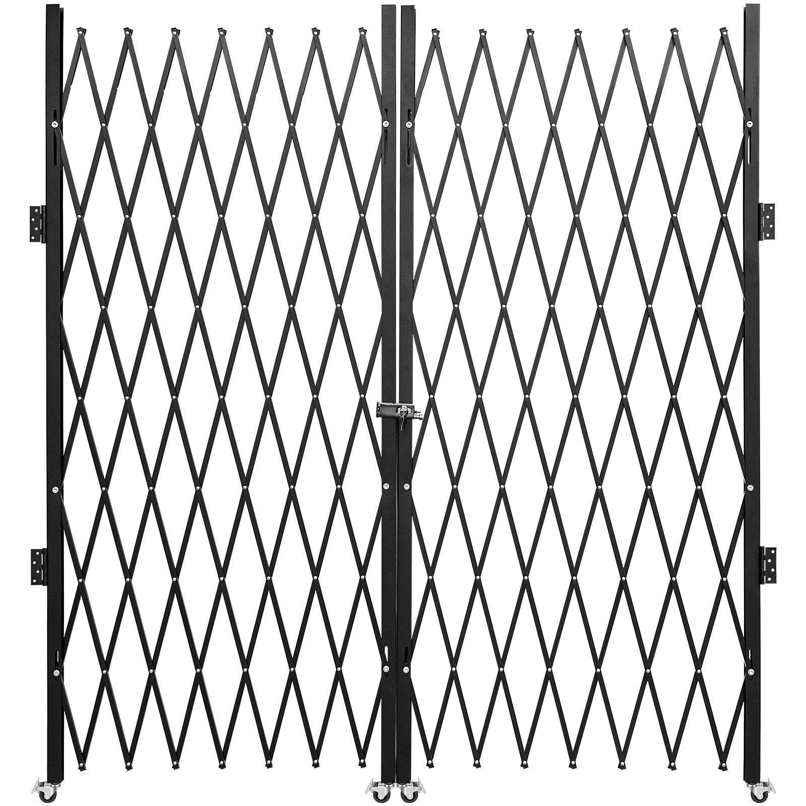 Double Folding Security Gate, 5.1 H X 10.2 W Folding Door Gate, Steel Accordion Security Gate, Flexible Expanding Security Gate, 360 Rolling Barricade Gate, Scissor Gate Or Door With Keys - Velora