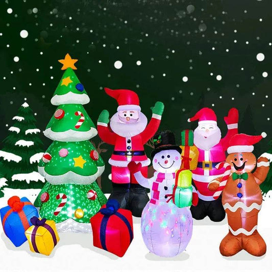 Christmas LED Lights Glowing Santa Tree Snowman Inflatable Doll Outdoor Yard Garden Decor - Velora