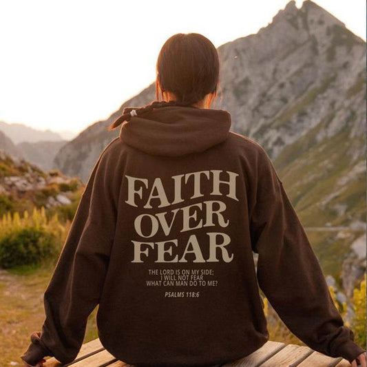 Faith Over Fear Christian Hoodie Christian Sweatshirt Jesus Hoodie Trendy Hoodie Bible Verse Shirt Unisex Aesthetic Clothes - Velora
