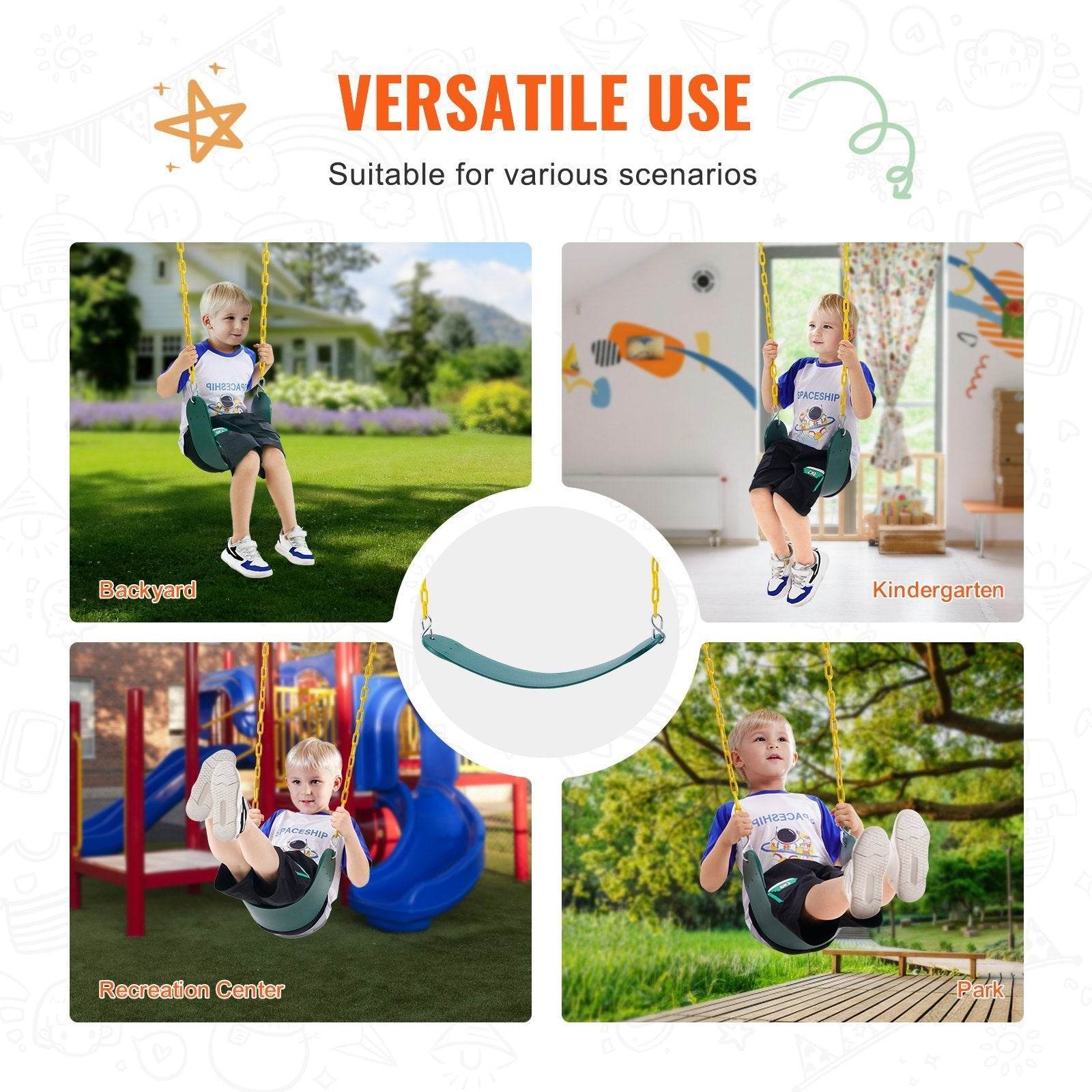 2-Pack Swing Seats Swings Replacement For Outdoor Swing Set 66 Inch Chain - Velora