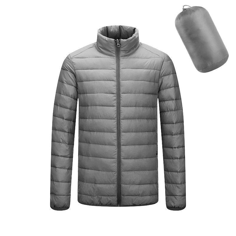 Men's Lightweight Hooded Coat Winter Warm Solid Color Zipper Jacket Fashion Portable Outerwear Top Clothing - Velora