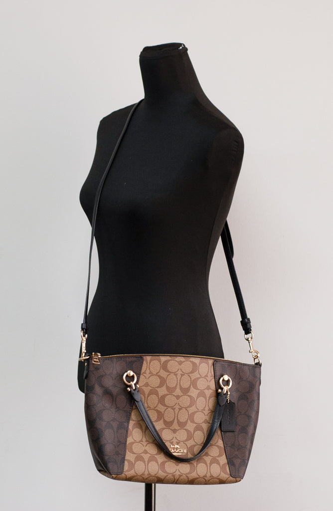 Coach Kacey Canvas Satchel in Khaki Brown