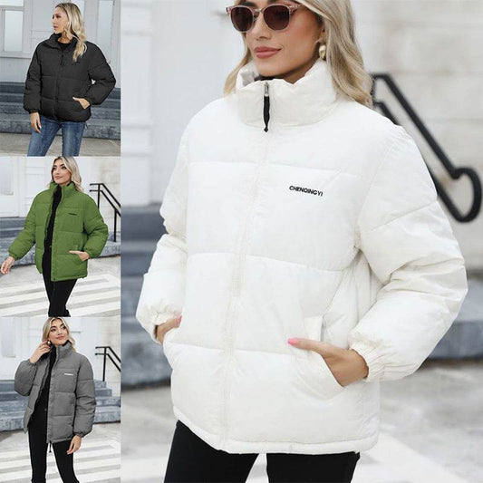 Winter Coat Women Casual Windproof Down Cotton Coat Warm Thickened Jacket Solid Outwear All-match Loose Tops Clothing - Velora