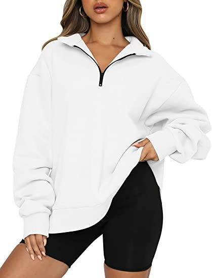Women Sweatshirts Zip Turndown Collar Loose Casual Tops Clothes - Velora