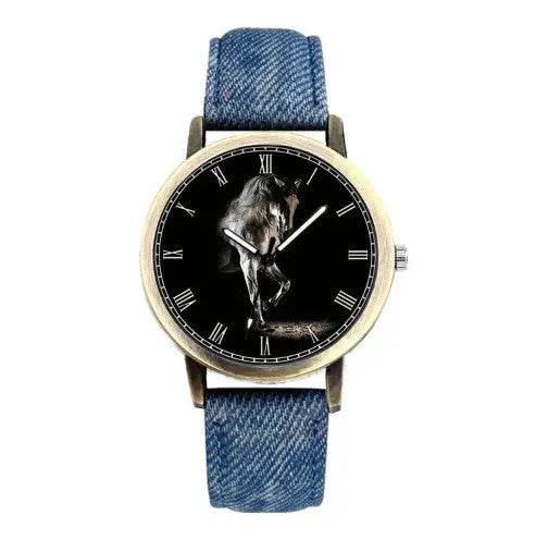 Steed Large Dial Men's Denim Strap Watch - Velora