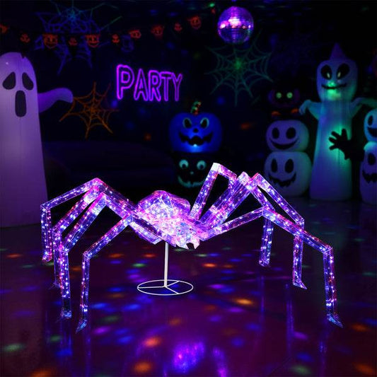 3ft Prism Spider, Illusion, 340 Purple Copper Wire Light, 4.5V 3.6W Halloween Standing Decoration US Specification - Velora