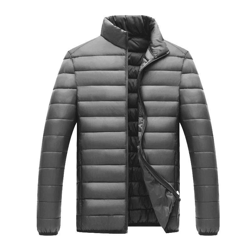 Men's Lightweight Hooded Coat Winter Warm Solid Color Zipper Jacket Fashion Portable Outerwear Top Clothing - Velora