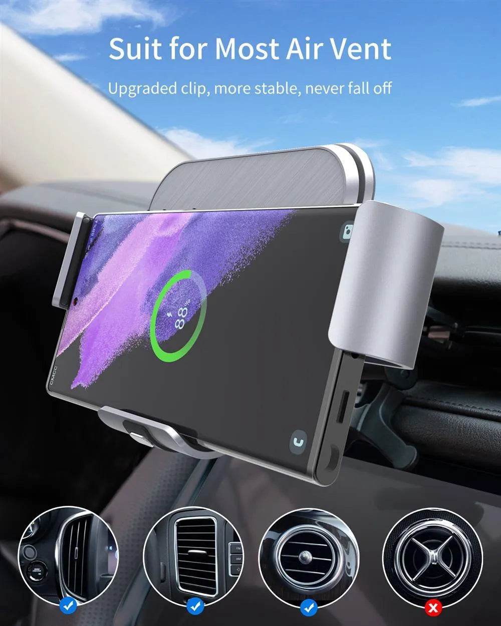 S8 Double Coil Folding Screen Car Mount Wireless Charging - Velora