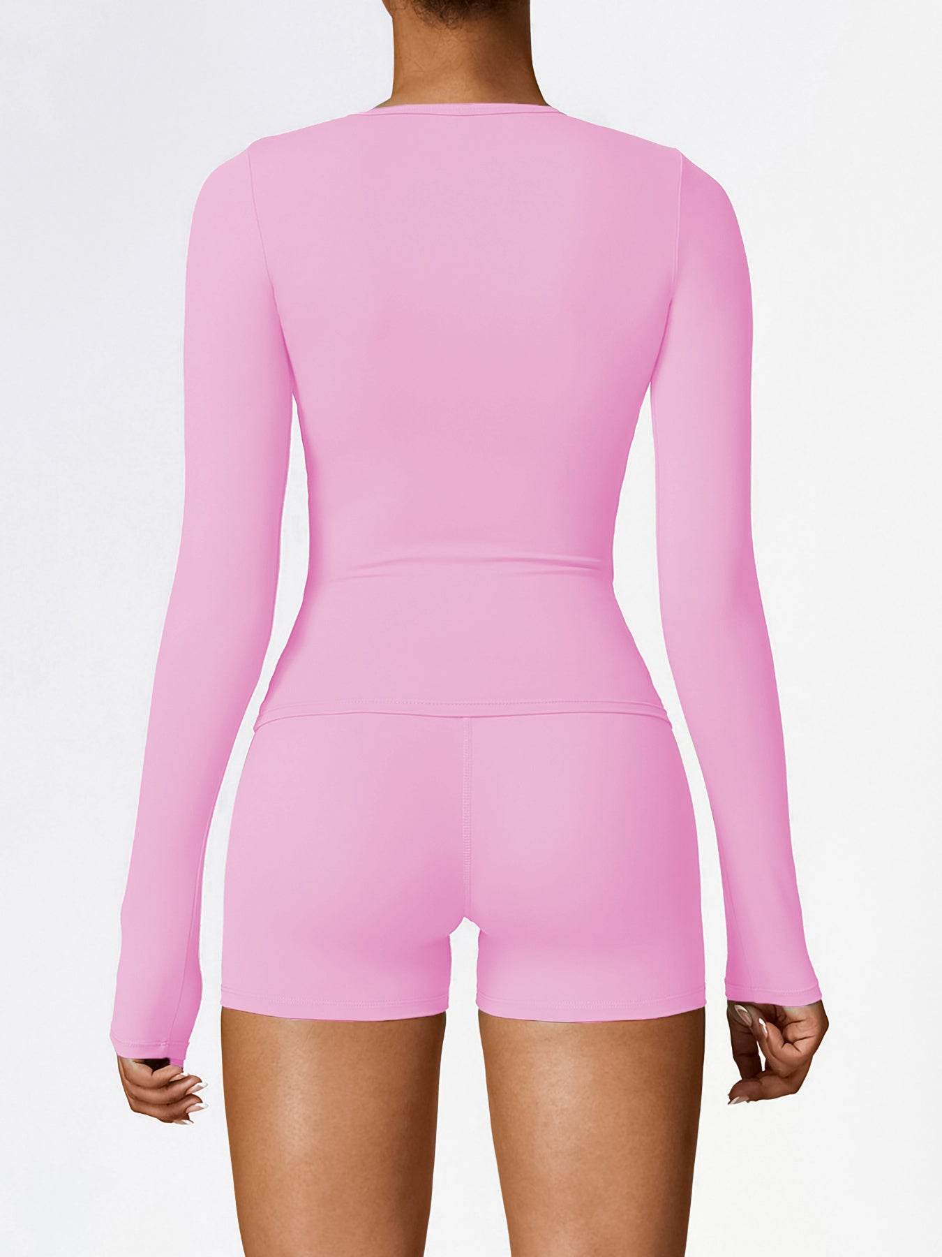 Women's Four Seasons Sports Suit, Women's Long Sleeve Round Neck Sports T-shirt And High Waist Tight Shorts Yoga Suit. - Velora