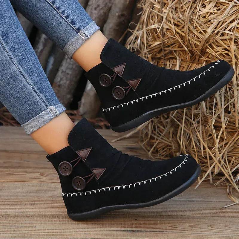 Button Design Ankle Boots For Women Autumn And Winter - Velora