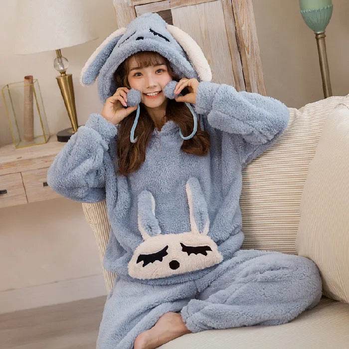 Thick Warm Coral Velvet Pajamas Sets - Velora