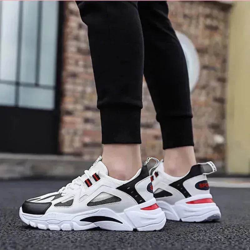 Y2K Fashion Outfit White Sneakers Men Non Slip Walking Running Shoes Sports - Velora