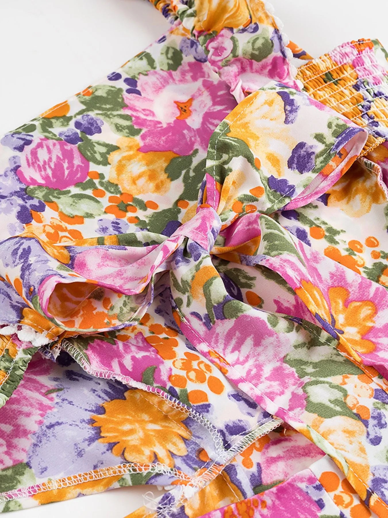 Floral Print Ruffled Hem Dress - Velora