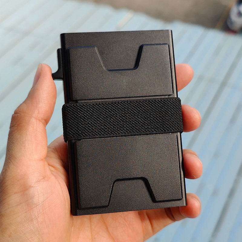 Men's Metal RFID Anti-magnetic Aluminum Alloy Elastic Band Wallet Card Holder - Velora