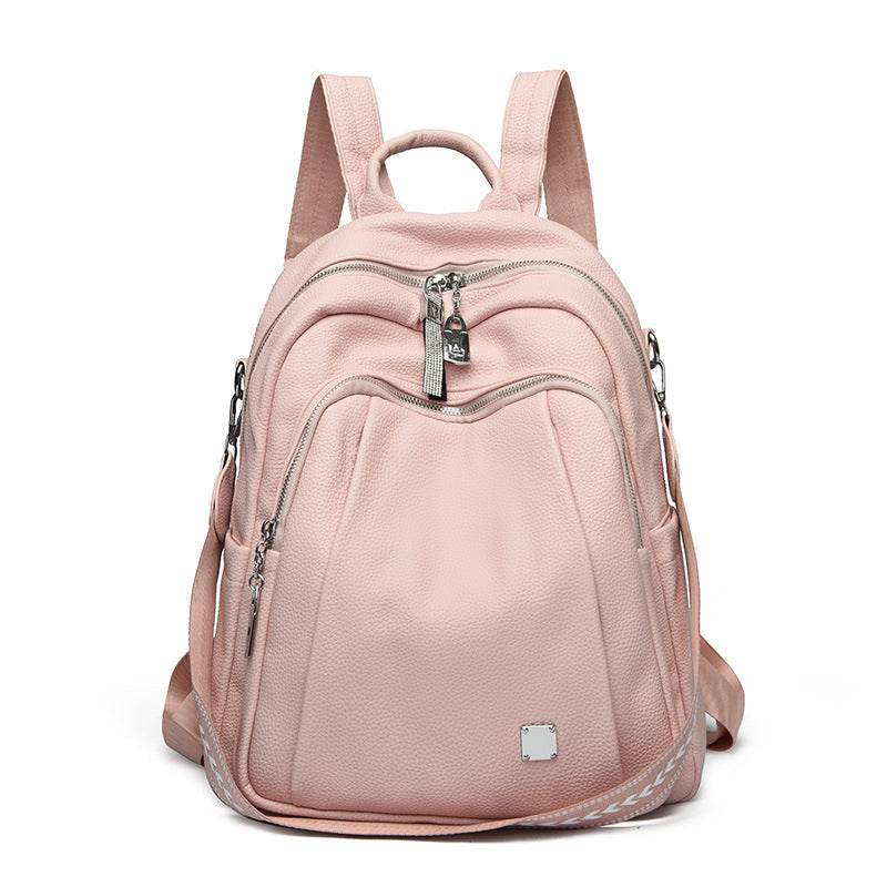 Large Capacity Soft Leather Student Backpack Trendy Travel Bag - Velora