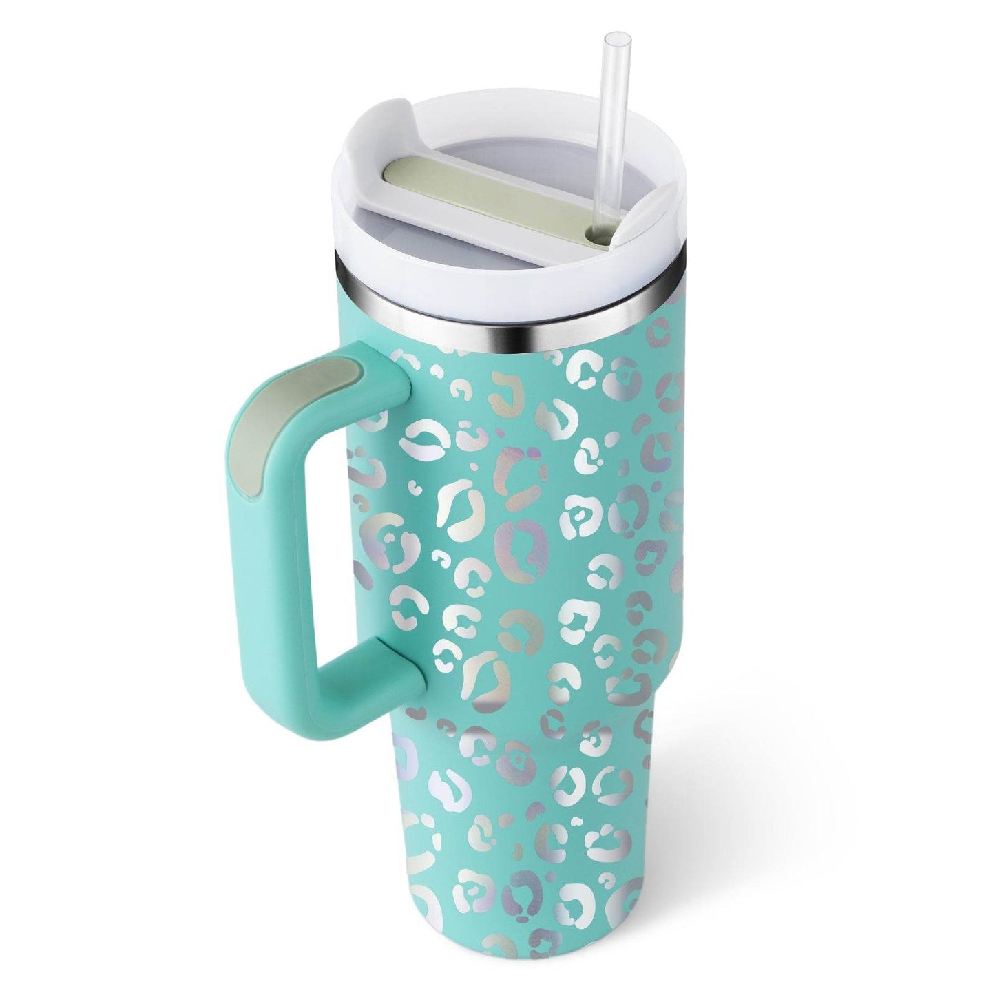 40 Oz Tumbler With Handle Straw Insulated, Stainless Steel Spill Proof Vacuum Coffee Cup Tumbler With Lid Tapered Mug Gifts For Valentine Lover Suitable For Car Gym Office Travel - Velora