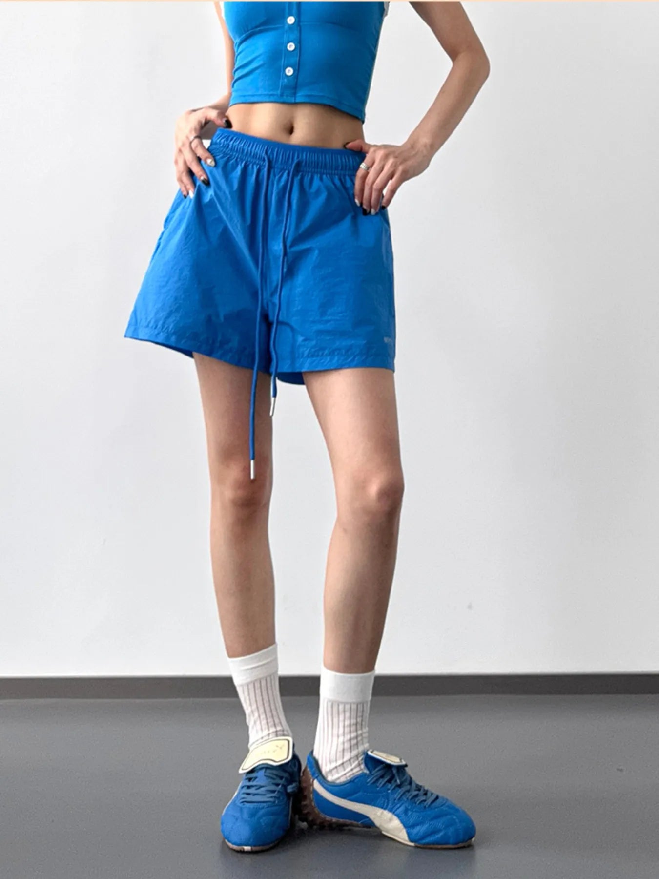 High Waisted Drawstring Shorts - Velora
