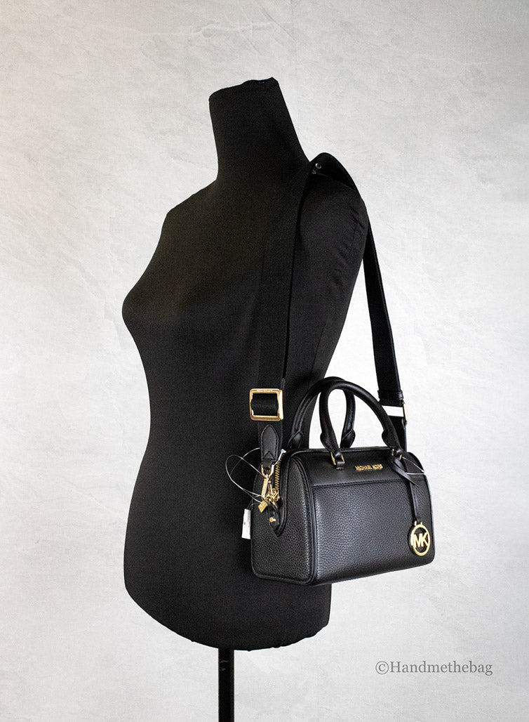 Michael Kors Travel XS Black Leather Duffle Crossbody Bag