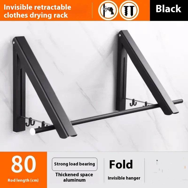 Punch-free Space Aluminum Foldable Invisible Folding Retractable Wall Hanger for Waterproof Hanging Underwear Coat Hanger - Velora