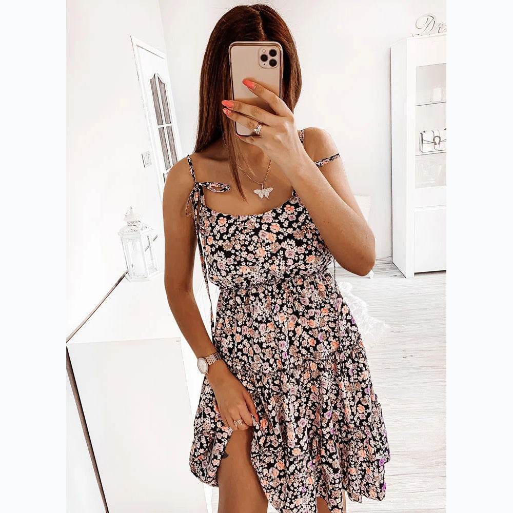 European And American Spring And Summer Small Floral Digital Printing Slip Dress - Velora