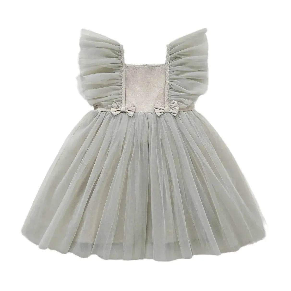 Infant Flying Sleeve Bowknot Girls' Fashion Baby Pettiskirt dress Newborn dresses - Velora