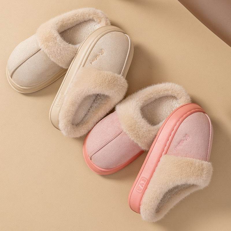 New Winter Cosy Warm Couple Style Concise Fluffy Slippers Women Men Non-slip Soft Slides Indoor Mule Ladies' Home Cotton Shoes - Velora