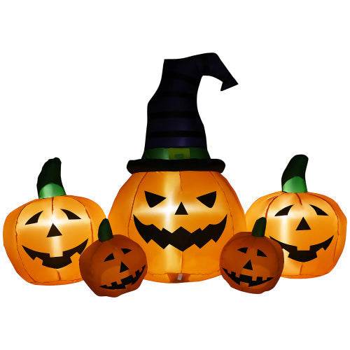 Outsunny 73L Inflatable Halloween Decoration,5 Pumpkin, Blow Up Outdoor LED Yard Display, Waterproof - Velora