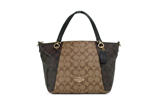 Coach Kacey Canvas Satchel in Khaki Brown