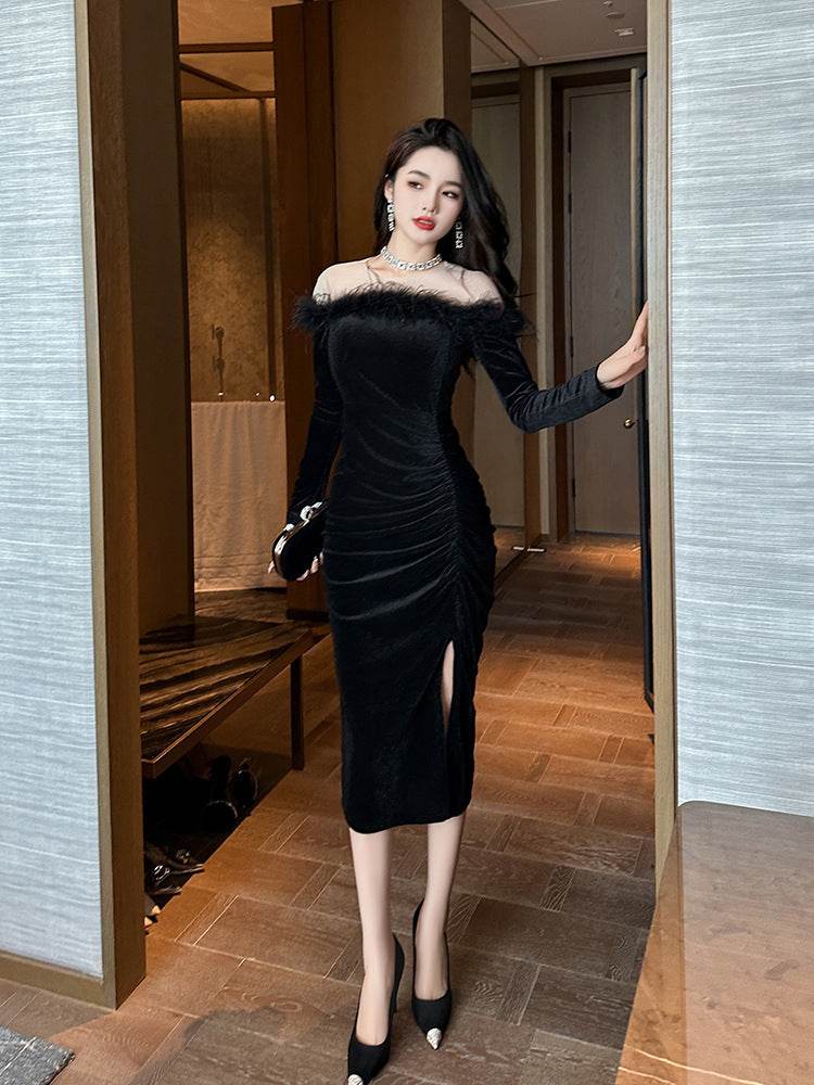 Women's Burr Velvet Formal Dress - Velora