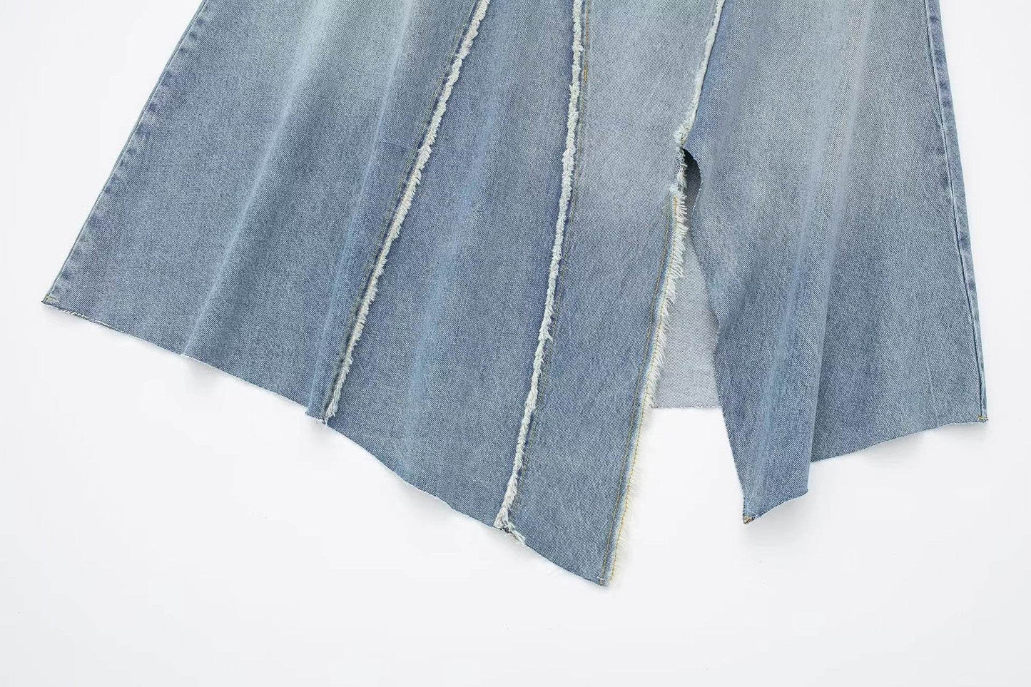 Fashionable Asymmetric High Waist Midi Denim Split Skirt - Velora