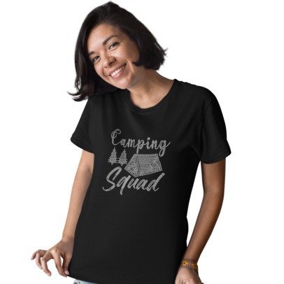 Camping Squad Rhinestone Shirt – Sparkle Glamping Bling Tee for Women | Blingdazzel