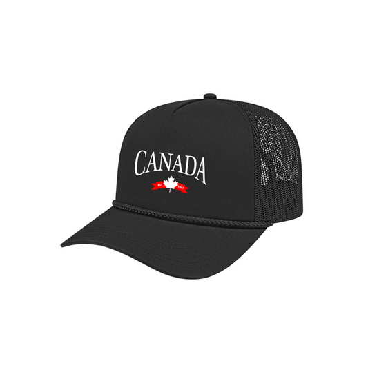 CANADA VARSITY EMBROIDERED ROPE TRUCKER CAP - Velora
