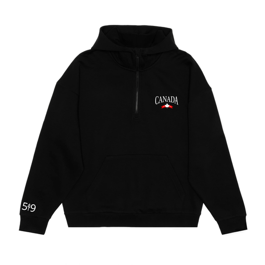 CANADA VARSITY EMBROIDERED SCUBA 1/2 ZIP HOODIE (UNISEX) - Velora