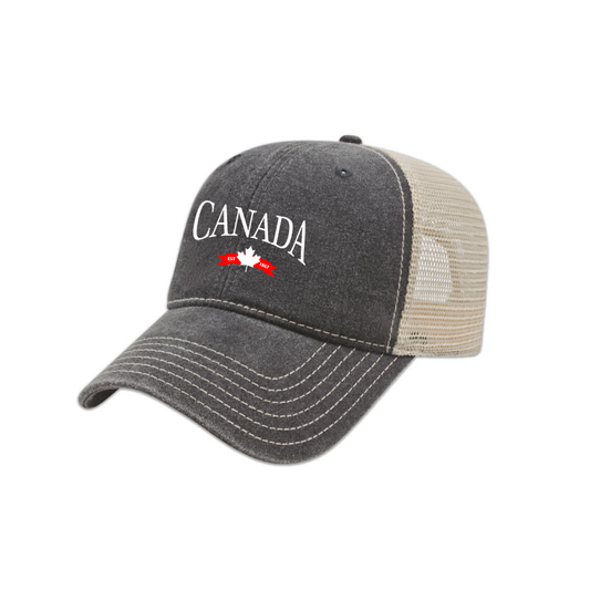 CANADA VARSITY EMBROIDERED VINTAGE TRUCKER CAP - Velora