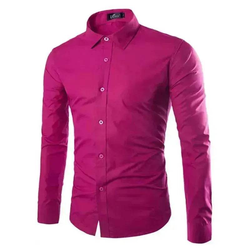 Casual Polo Collar Ironing Free Long Sleeves Shirt For Men - Velora