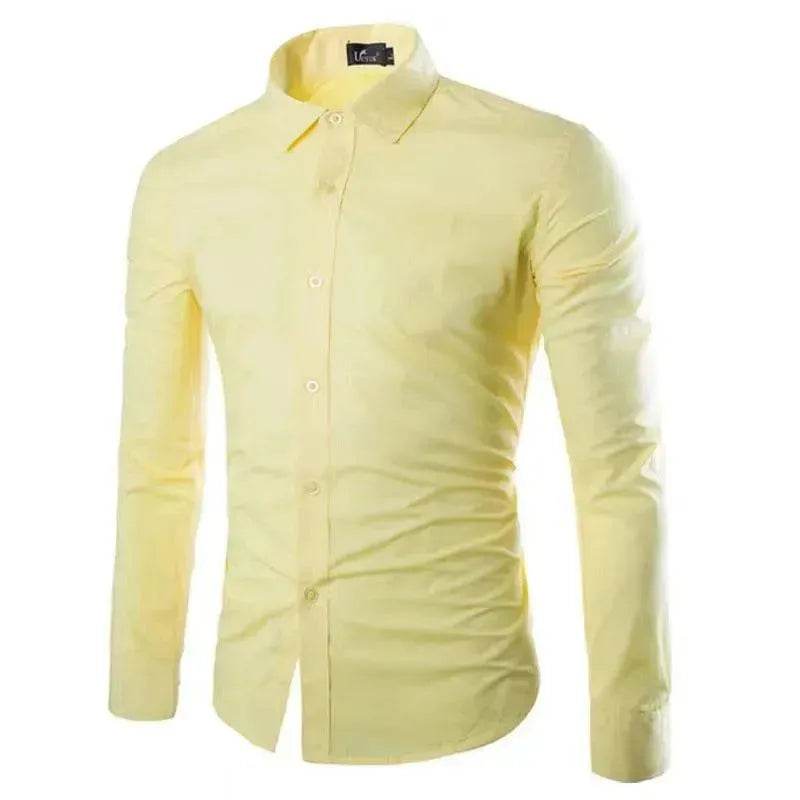 Casual Polo Collar Ironing Free Long Sleeves Shirt For Men - Velora