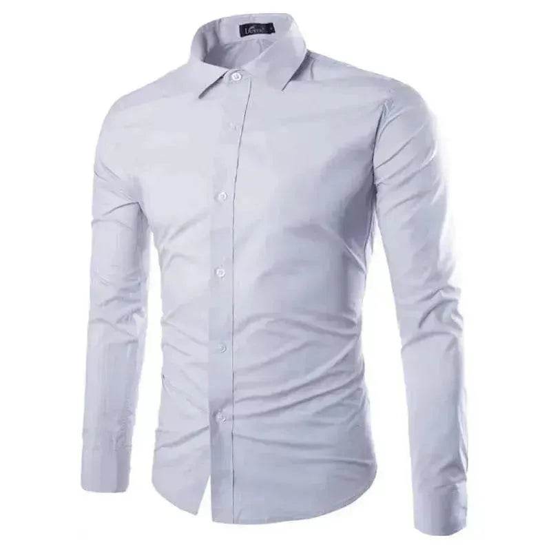 Casual Polo Collar Ironing Free Long Sleeves Shirt For Men - Velora