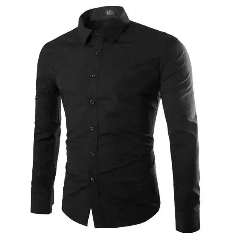 Casual Polo Collar Ironing Free Long Sleeves Shirt For Men - Velora