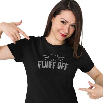 Fluff Off Rhinestone Cat Shirt – Funny Sparkle Cat Lover Bling Tee | Blingdazzel