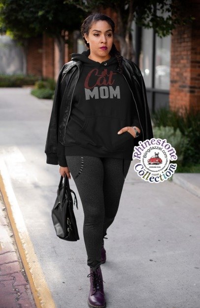 Cat Mom Rhinestone Shirt – Cat Lover Sparkle Bling Apparel for Women | Blingdazzel