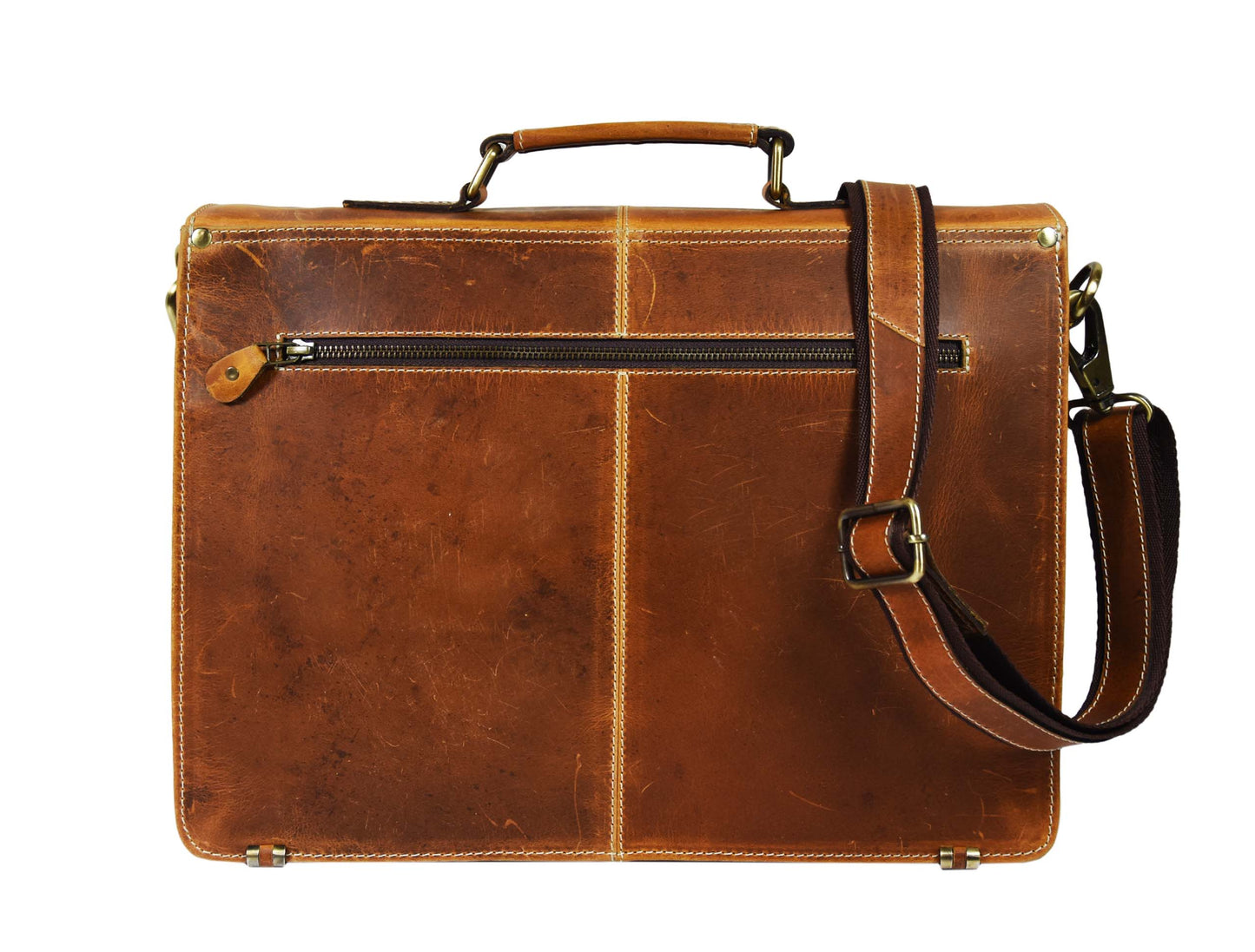 Cavendish Leather Office Bag - Caramel Brown - Velora Luxury Fashion
