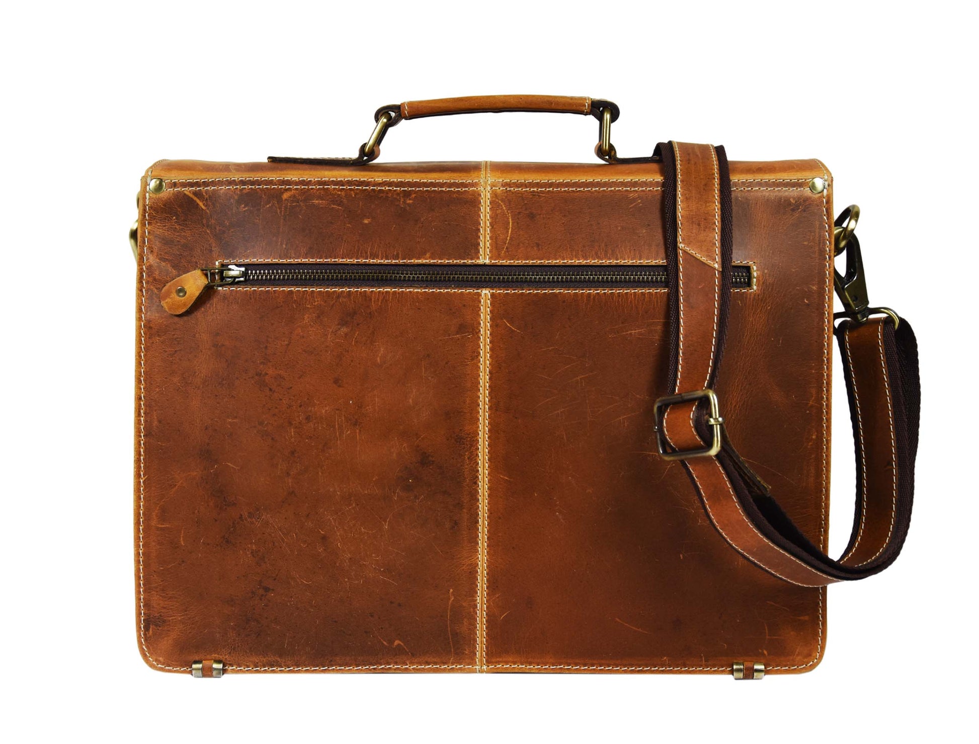 Cavendish Leather Office Bag - Caramel Brown - Velora Luxury Fashion
