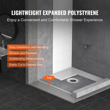 Shower Curb Kit, 36x36 Shower Pan Kit With 6.3 Central Drain, Lightweight EPS Shower Installation Kits With 2 Waterproof Cloths, Shower Pan Slope Sticks Fit For Bathroom