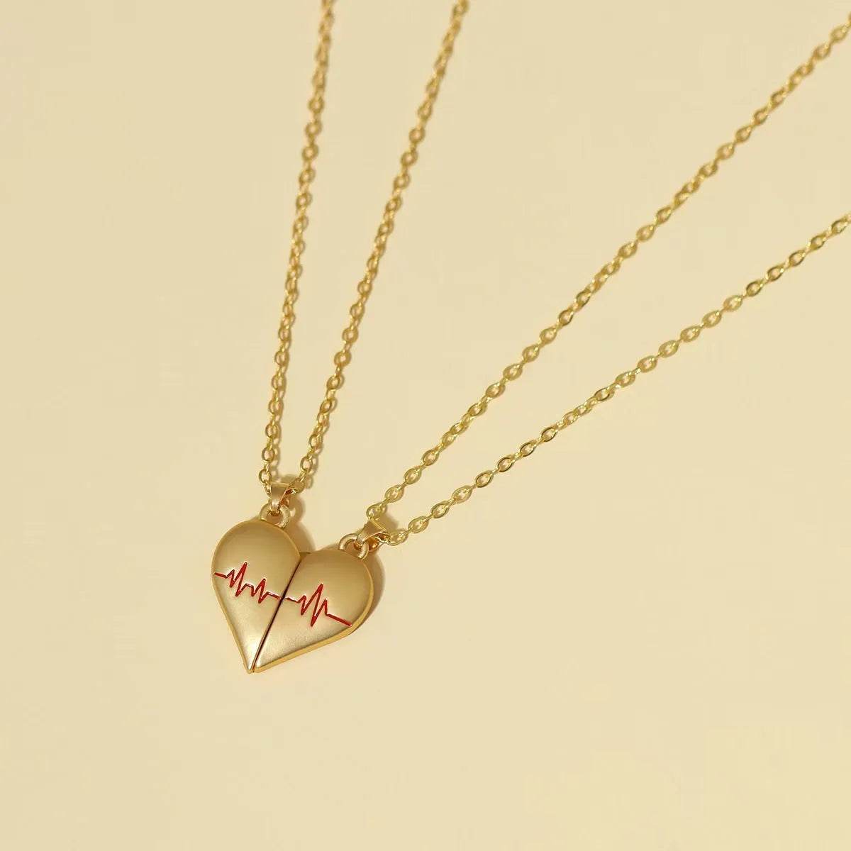 Heartbeat Magnetic Heart Necklace Love Couple Jewelry - Velora