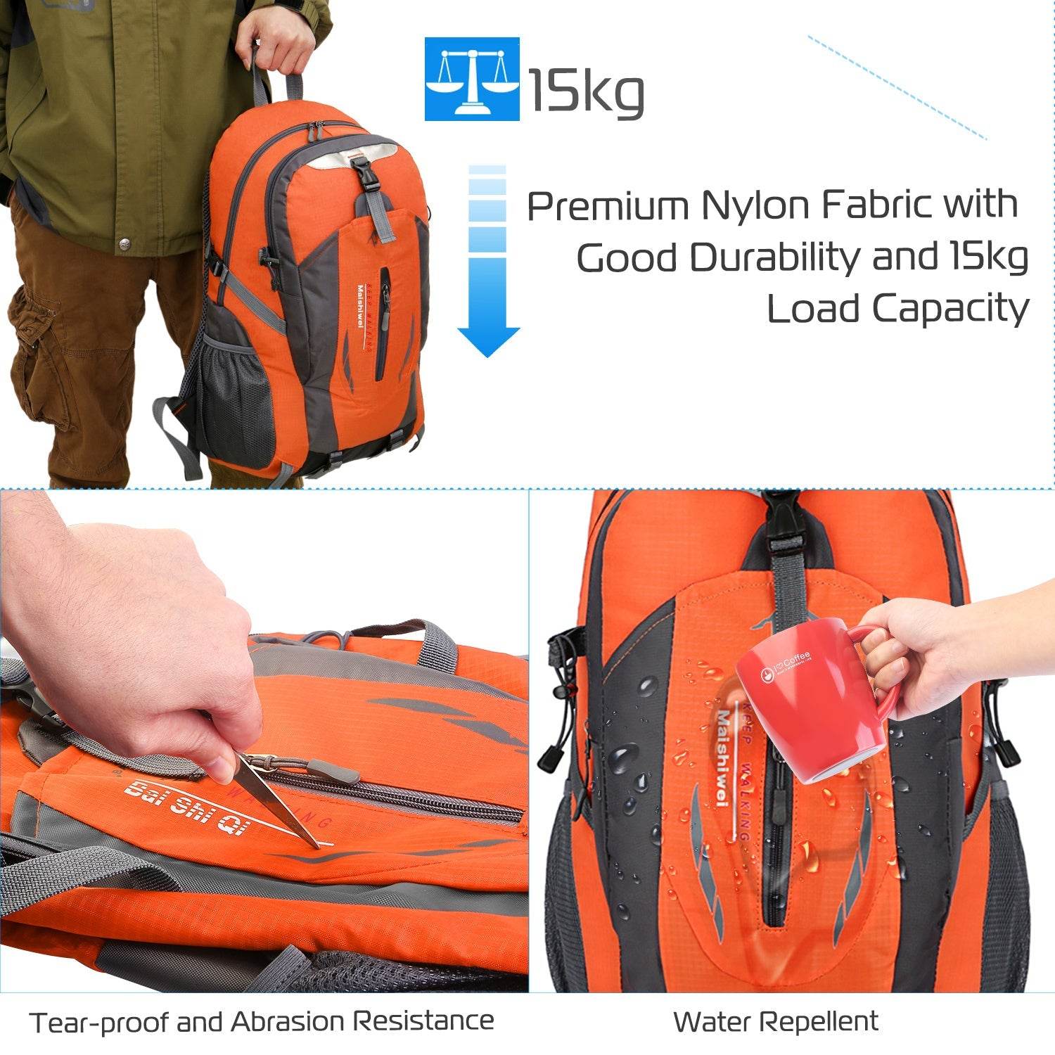 36L Outdoor Backpack Waterproof Daypack Travel Knapsack - Velora