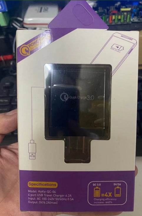 Smart 4 ports USB fast Charger US European British Standard - Velora